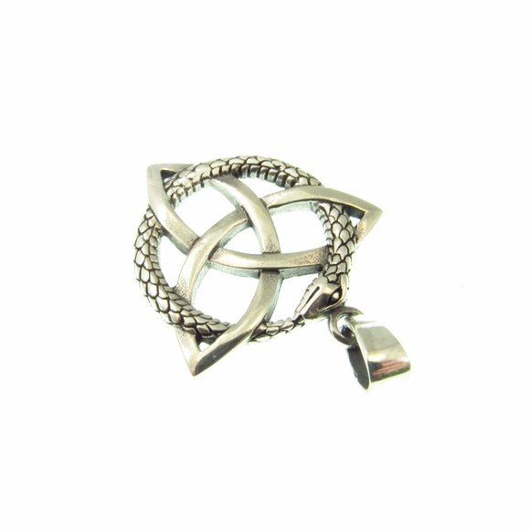 Solid 925 Sterling Silver Viking Ouroboros Snake Pendant - Celtic Infinity Knot - Picture 8 of 9